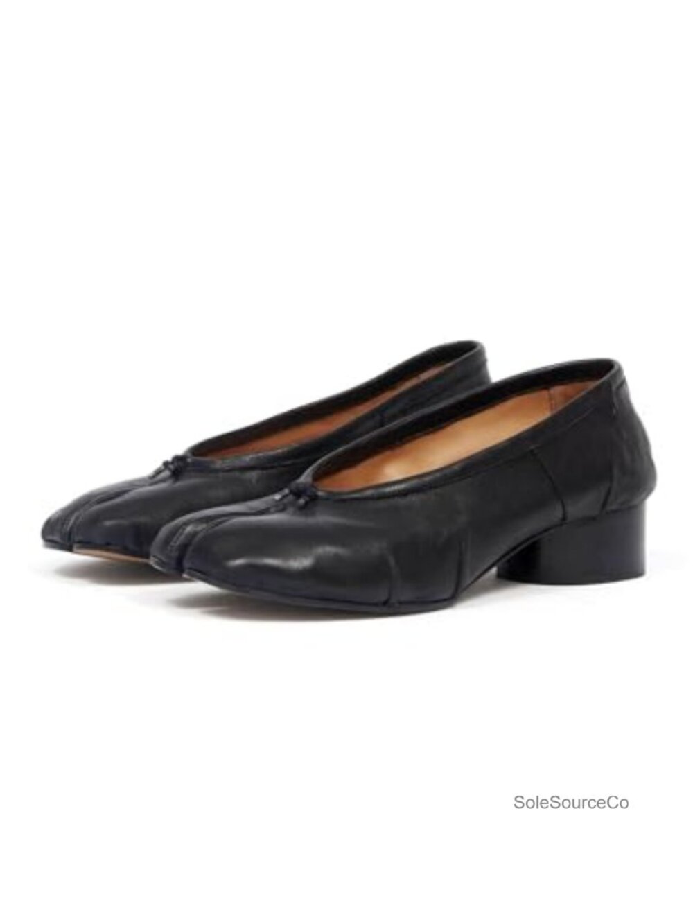 Faux Leather Split Toe Chunky Heel Pumps for Women Office Party Dress Shoes
